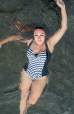 Peggy one piece- Black and Stripe contrast