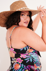 Bust Support and Tummy Coverage One Piece Swimsuit - Cindy - Folk Floral