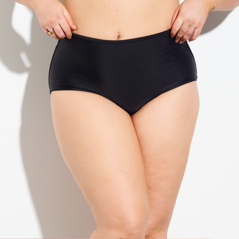 High Waist Bikini Bottom - Bobbie Basic - Black